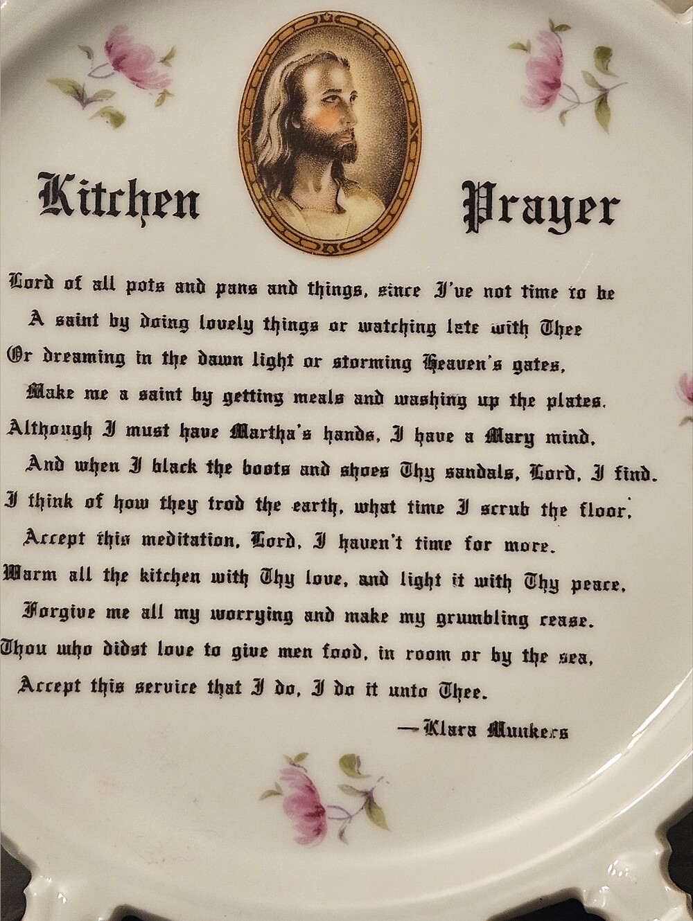 Vintage "The Kitchen Prayer" Lace Edge Plate Gold Trim Klara Munkres - Picture 6 of 9